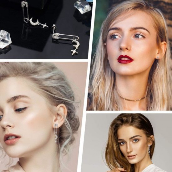 Sterling Safety Pin Earrings Paper Clip Earrings For Women | Sleeper Hoop Earrings | Dangle Cubic Zirconia Stud Earrings | Sterling Paper Clip Earrings Sterling Safety Pin Earrings Paper Clip Earrings For Women | Sleeper Hoop Earrings | Dangle Cubic Zirconia Stud Earrings | Sterling Paper Clip Earrings
